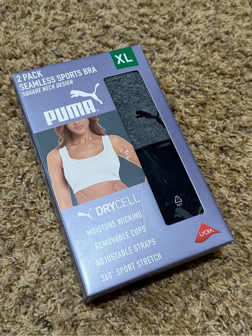 Puma Seamless Sports Bra 2-Pack  Size XL Gray/Black